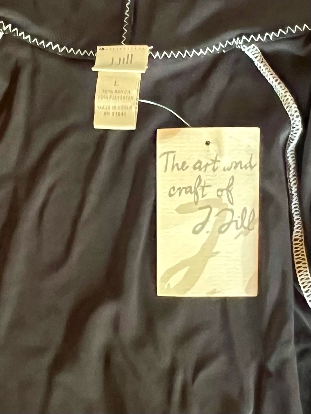 J. Jill Black Hooded Matte Jersey Jacket with Contrast Topstitching - Picture 11 of 11
